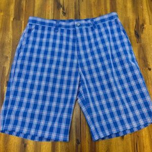 Callaway Men's Blue and White Checkered Shorts